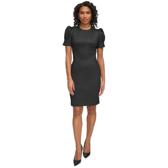 DKNY Womens Puff Sleeve A-line Dress, Metallic, NWT - Picture 1 of 1